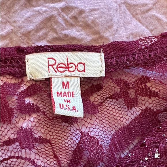 Reba Burgundy Lace Long-Sleeve Scoop Neck Top - Picture 6 of 6
